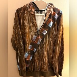 STAR WARS CHEWBACCA YOUTH SIZE XL ZIP UP SWEATSHIRT FULL ZIP HOOD CHEWBACCA FACE